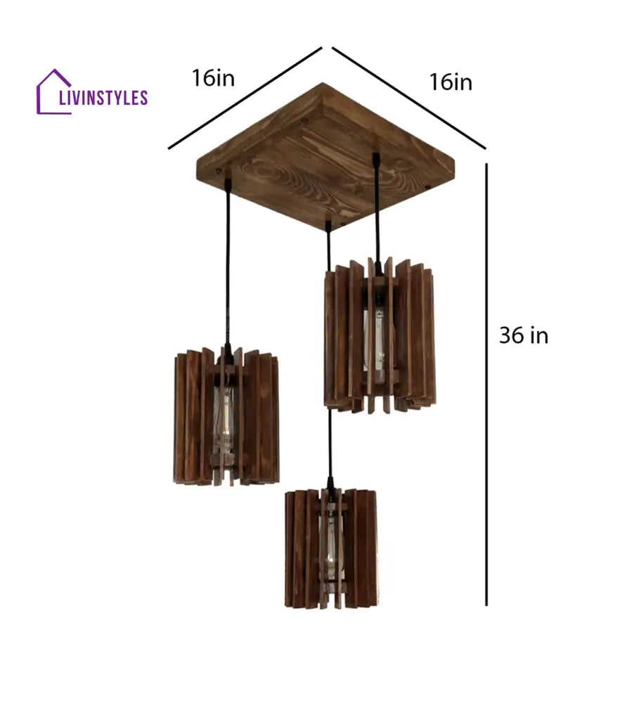 Ventus Brown Wooden Cluster Hanging Lamp Lamps