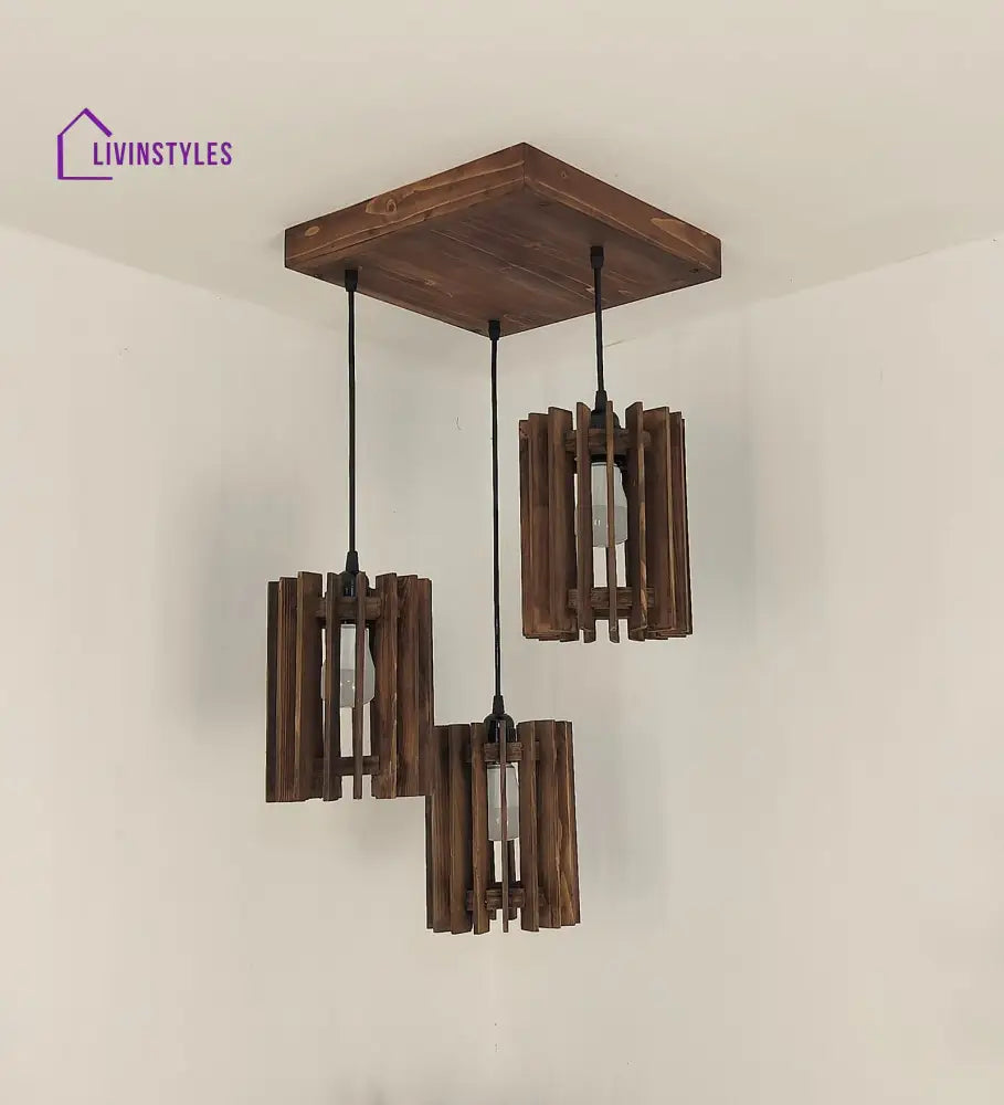 Ventus Brown Wooden Cluster Hanging Lamp Lamps