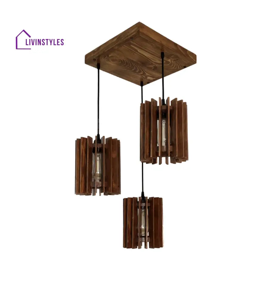 Ventus Brown Wooden Cluster Hanging Lamp Lamps