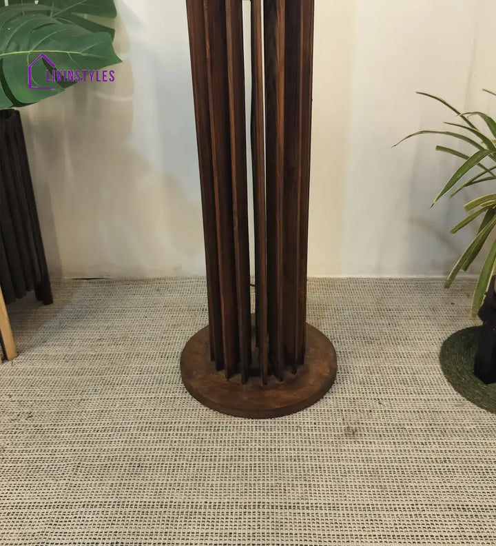 Ventus Wooden Floor Lamp With Brown Base And Beige Fabric Lampshade Lamps