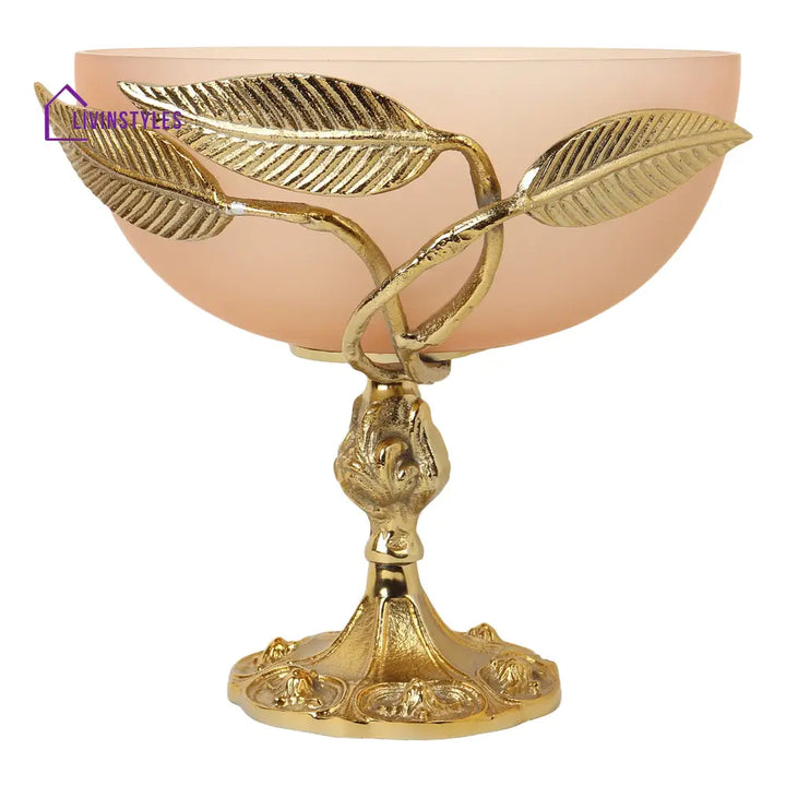 Verdant Elegance Glass Bowl In Peach And Gold Decorative Bowls