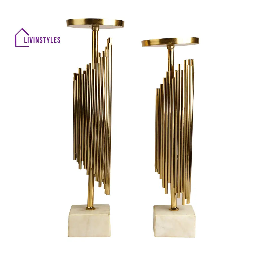 Verona Gold Candleholders Set Of 2