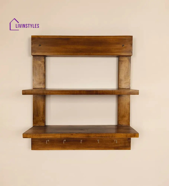 Verona Wooden Wall Shelf Organiser With Key Holders