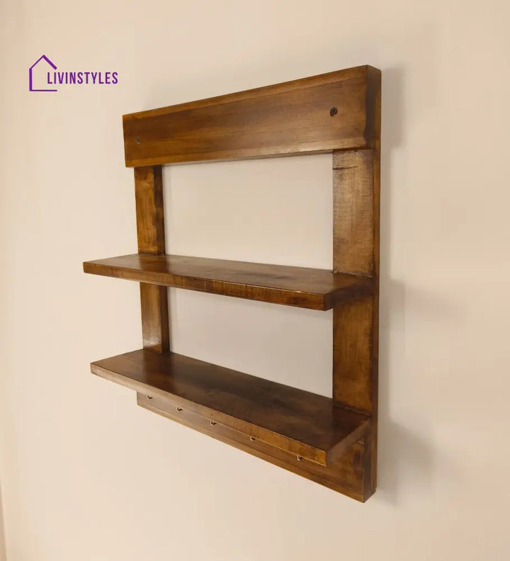 Verona Wooden Wall Shelf Organiser With Key Holders