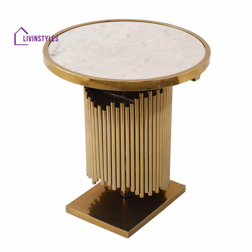 Veronika Stainless Steel Pvd Coated Side Table For Living Room In Gold Colour