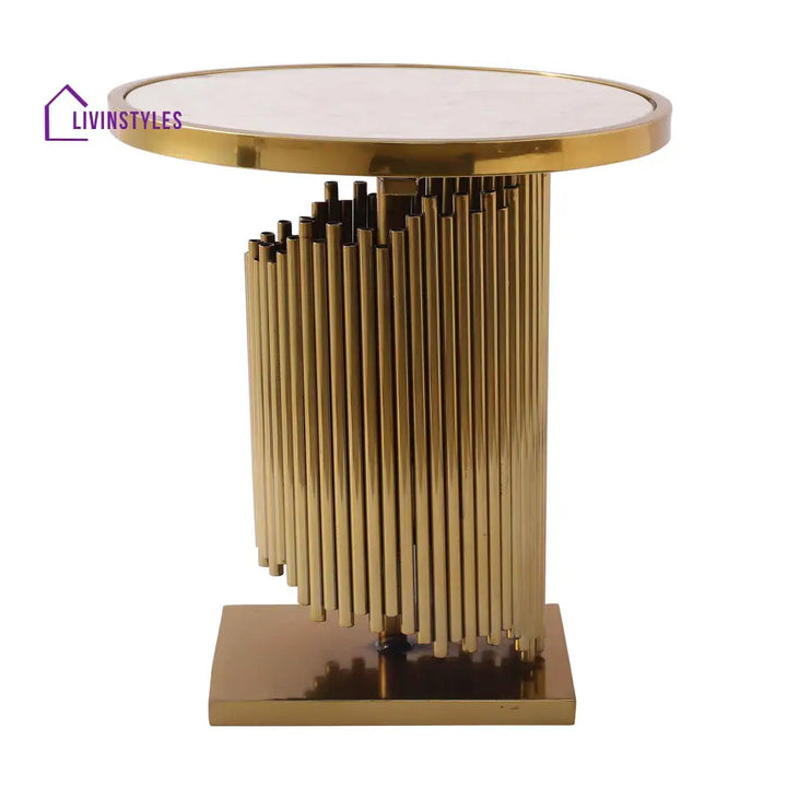 Veronika Stainless Steel Pvd Coated Side Table For Living Room In Gold Colour