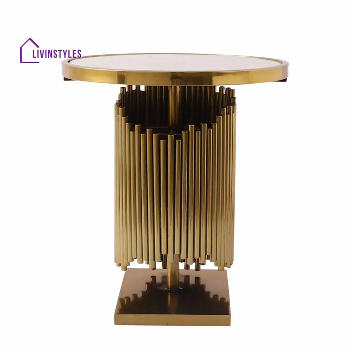 Veronika Stainless Steel Pvd Coated Side Table For Living Room In Gold Colour