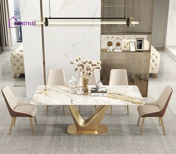 Veronika The-V Modern Marble Dining Table