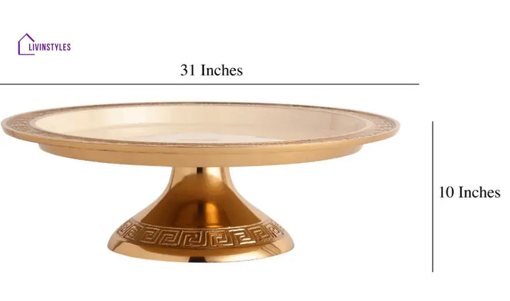 Versace Design Cake Stand In Ivory Enamle & Silver Finish