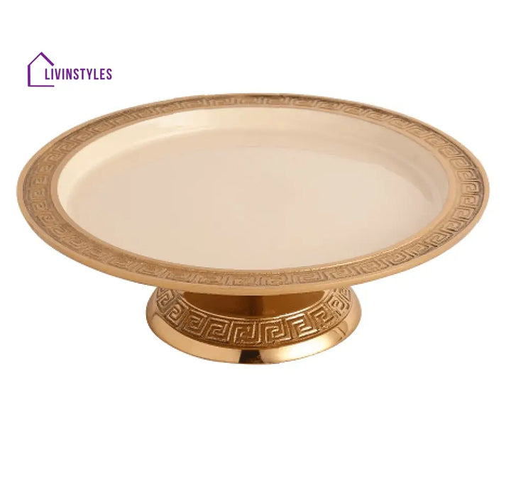 Versace Design Cake Stand In Ivory Enamle & Silver Finish