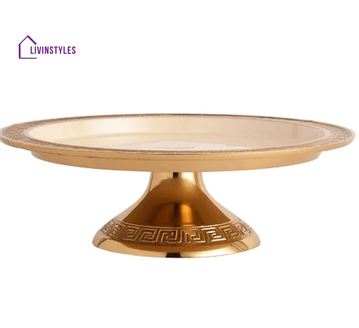 Versace Design Cake Stand In Ivory Enamle & Silver Finish