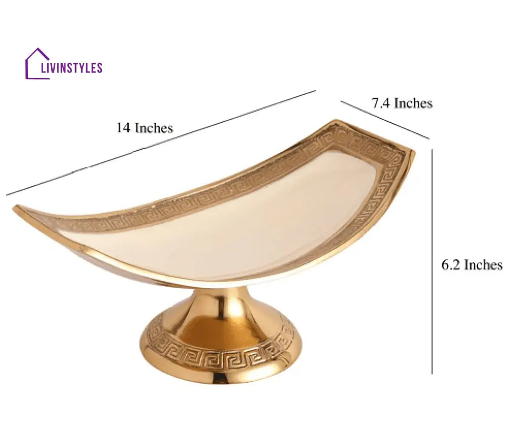 Versace Design Platter In Ivory Enamle & Gold Finish