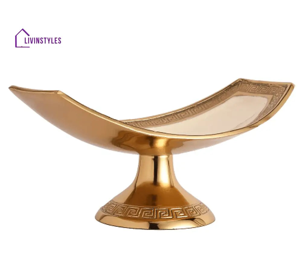 Versace Design Platter In Ivory Enamle & Gold Finish