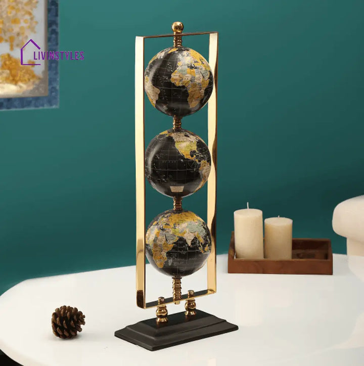 Vertical Triple Golden Globe Stand