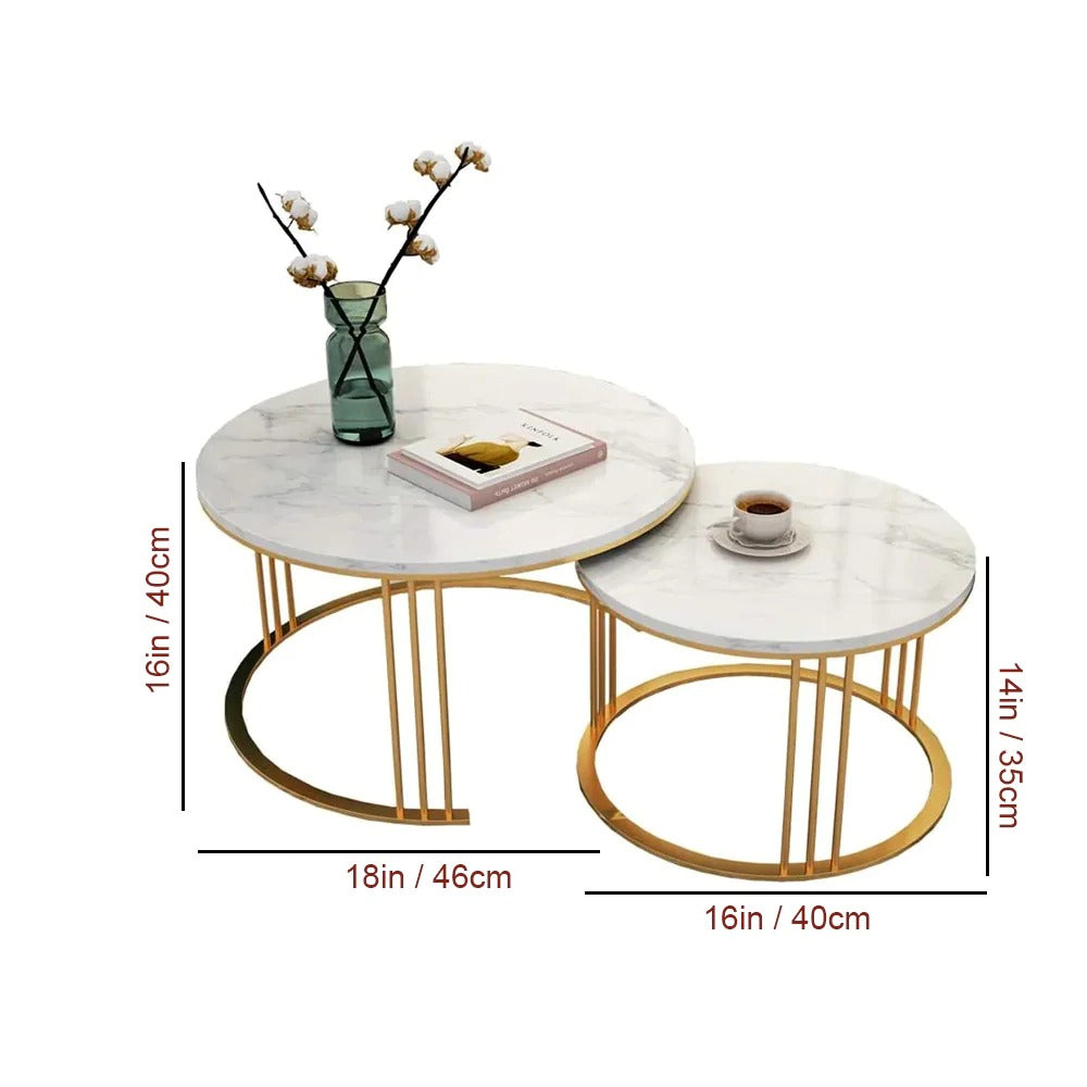 Classic Designer Tethered Iron Stand Coffee Table Set of 2