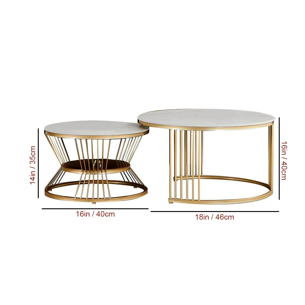 Classic Style Complementing Golden Coffee Table Set of 2