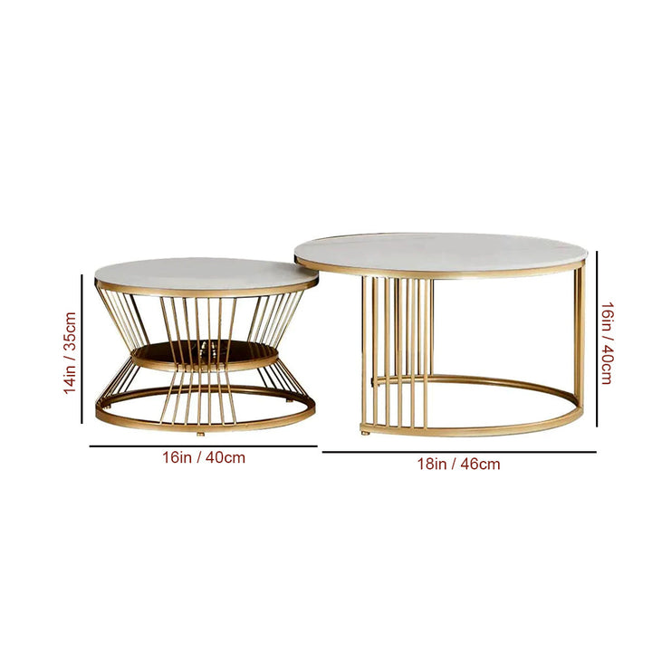 Classic Style Complementing Golden Coffee Table Set of 2