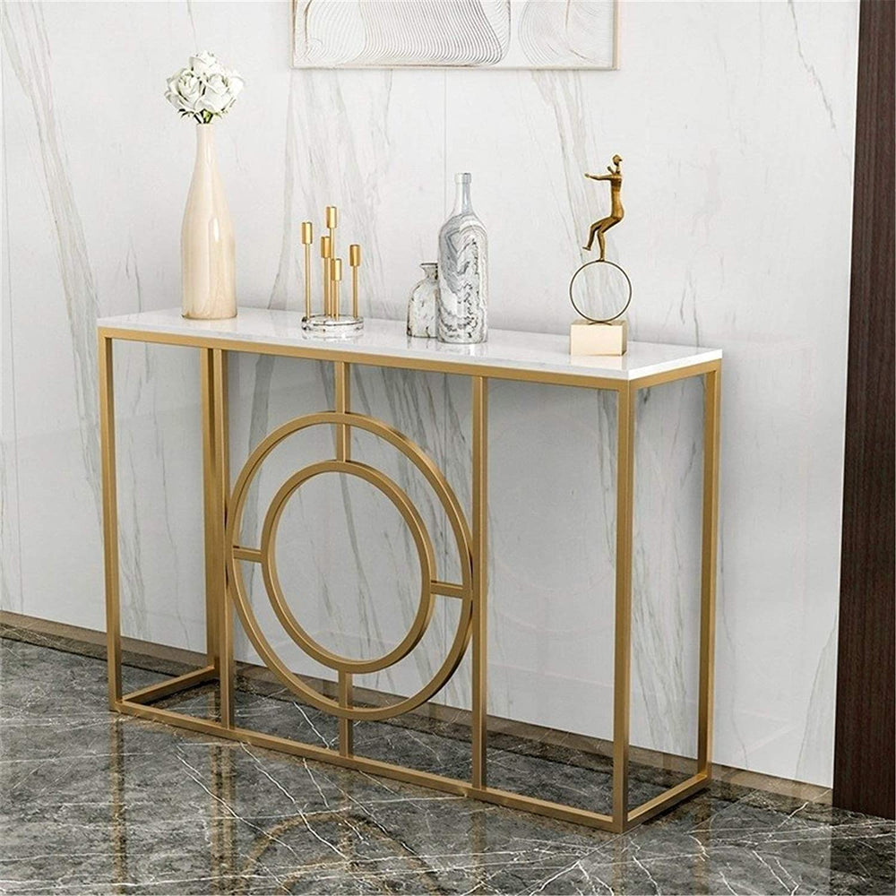 Modern Minimalist White Marble Gold Console Table