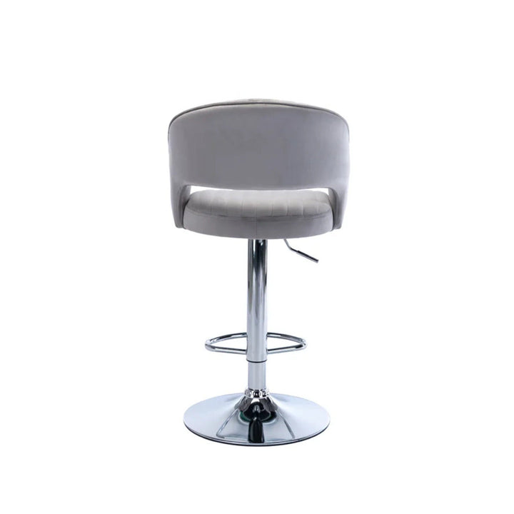 Plush Feel Grey Velvet Adjustable Bar Stool / Long Chair