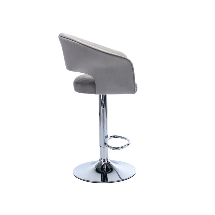 Plush Feel Grey Velvet Adjustable Bar Stool / Long Chair