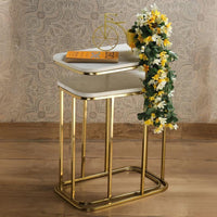 Tehran Rectangle Iron Stand Side Marble Table Set of 2