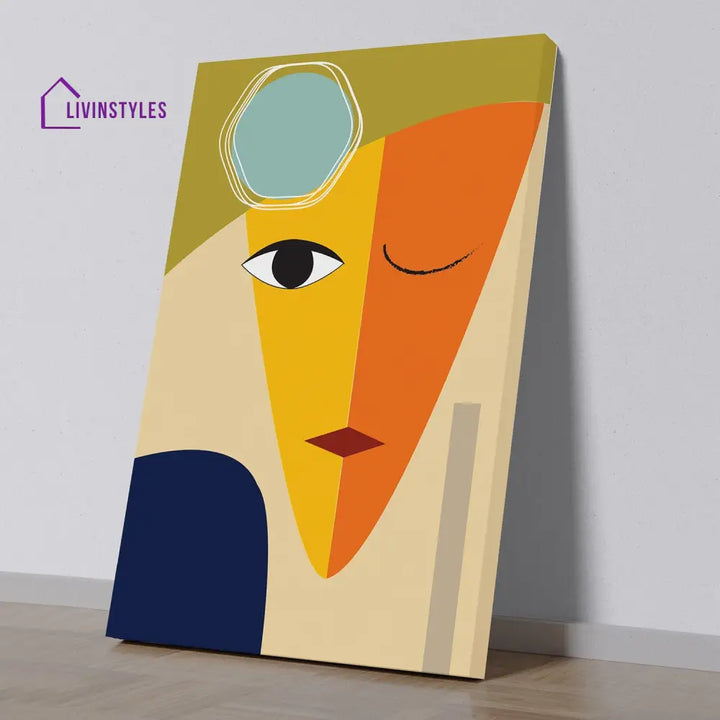 Vibrant Abstract Face Artwork 16 X 20 Inch / Canvas Stretch Wall Painting