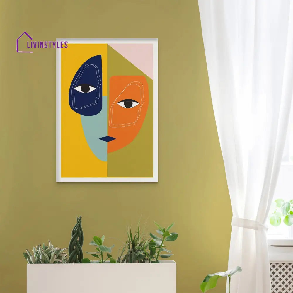 Vibrant Abstract Two-Faced Beauty Artwork Wall Painting