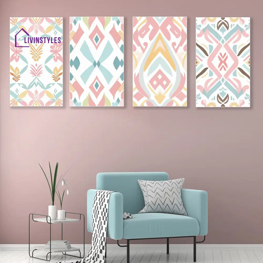 Vibrant Colorful Canvas Art Set Of 4 Printed Wall Painting