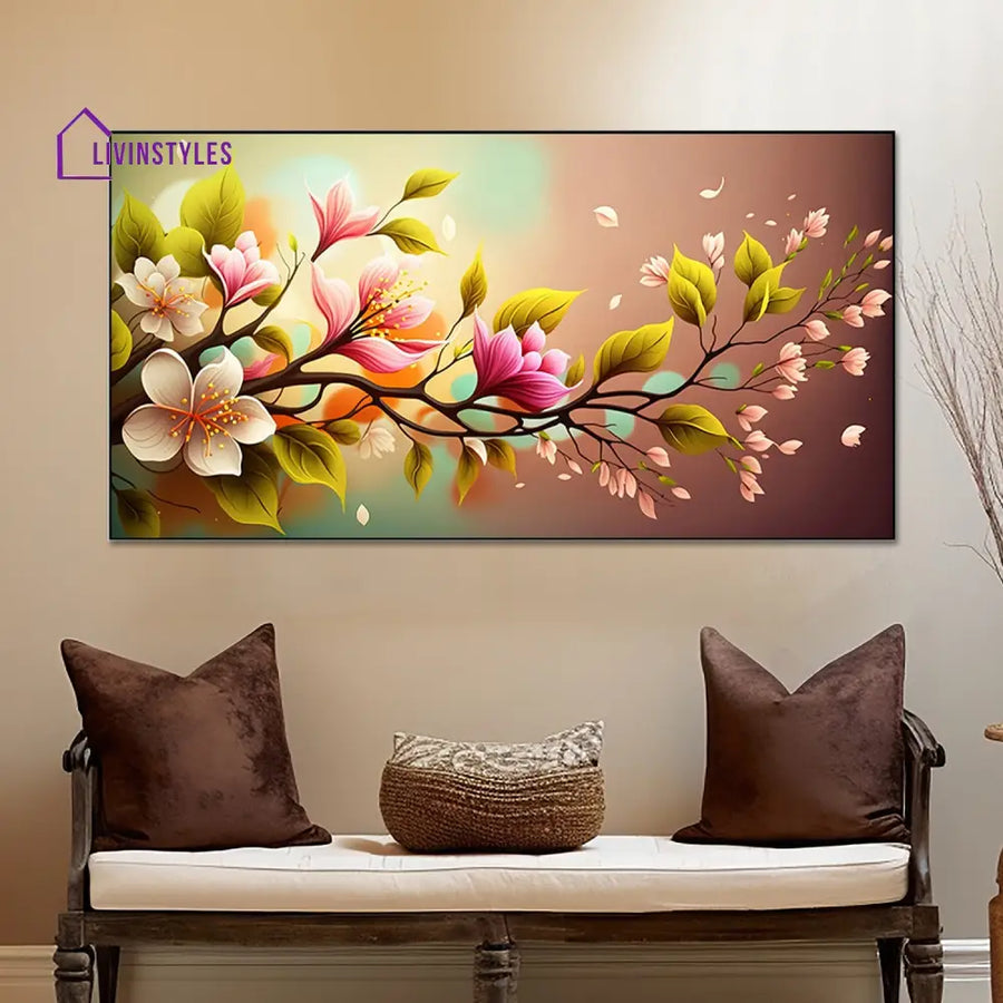 Vibrant Floral Branch Canvas Painting Wall