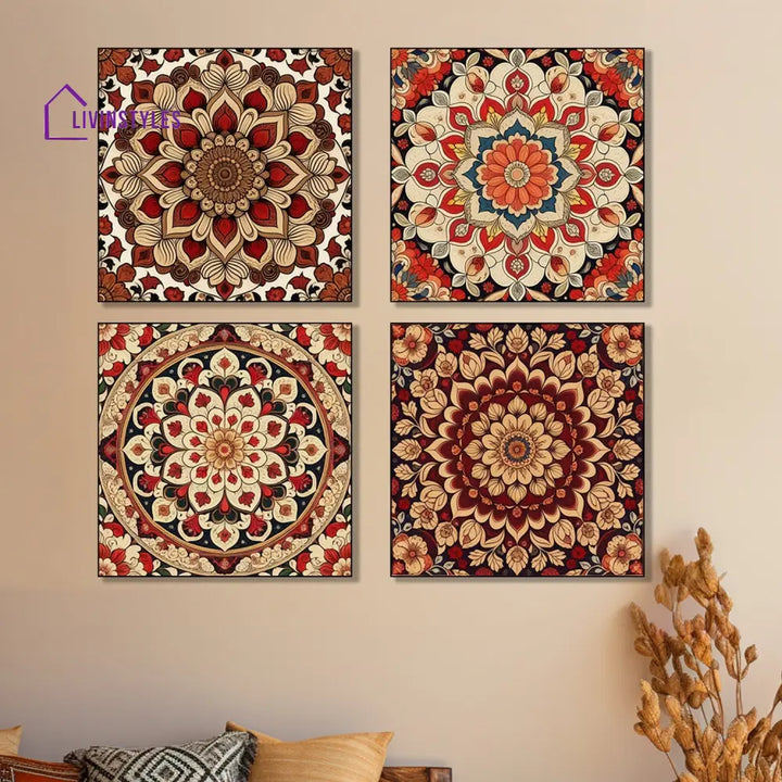 Vibrant Floral Canvas Art Collection Printed Set Of 4 Wall Painting