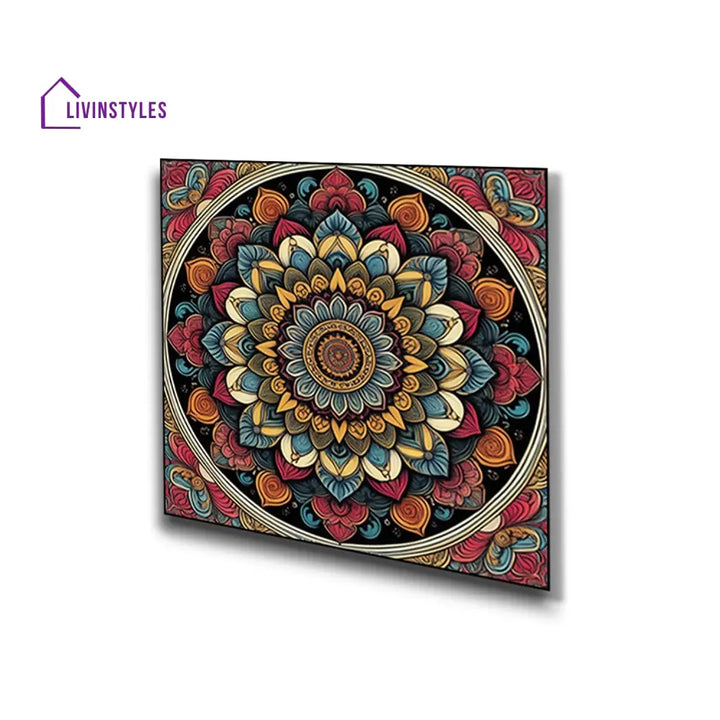 Vibrant Floral Circle Canvas Set Of 4 Printed Wall Painting