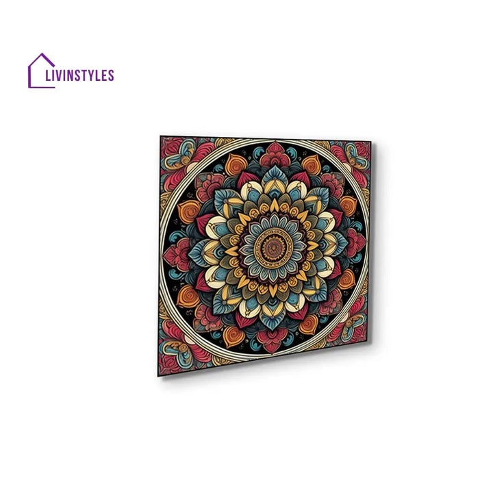 Vibrant Floral Circle Canvas Set Of 4 Printed Wall Painting