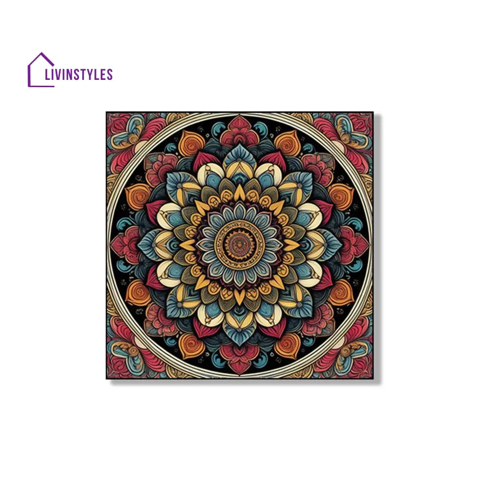 Vibrant Floral Circle Canvas Set Of 4 Printed Wall Painting