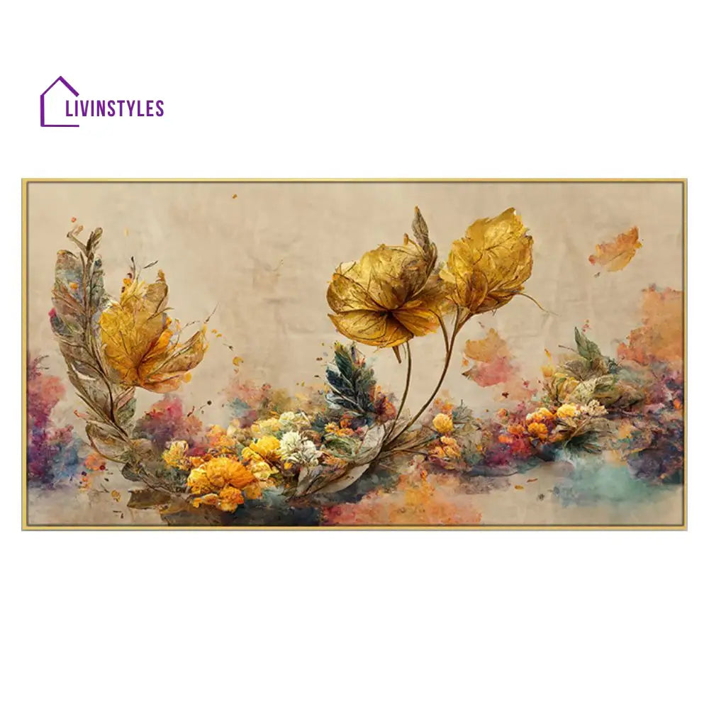 Vibrant Floral Harmony On Beige Wall Painting