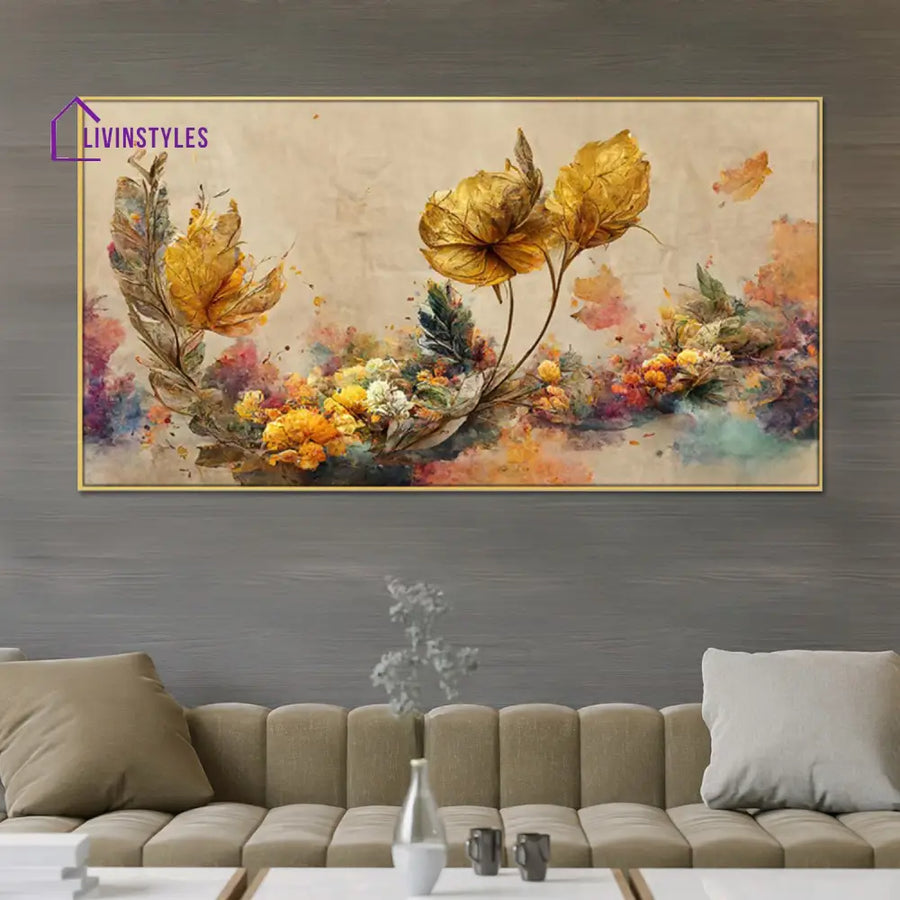 Vibrant Floral Harmony On Beige Wall Painting