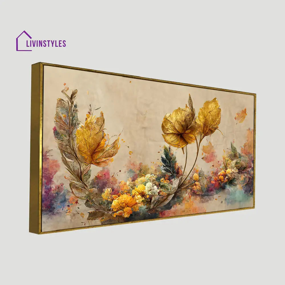 Vibrant Floral Harmony On Beige Wall Painting