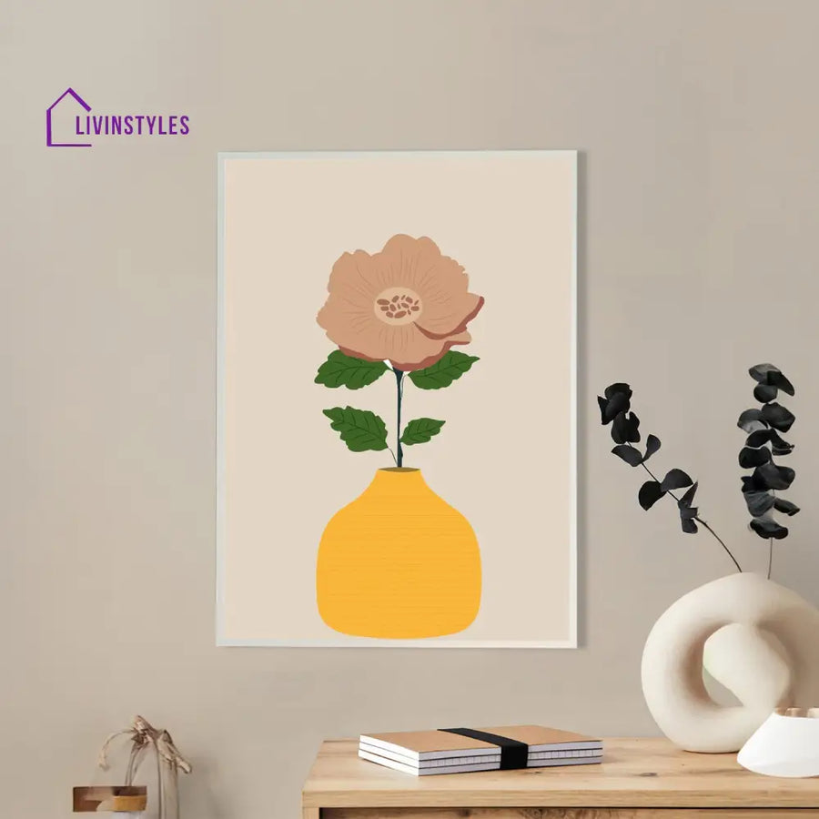 Vibrant Flower In Yellow Vase Canvas Wall Painting