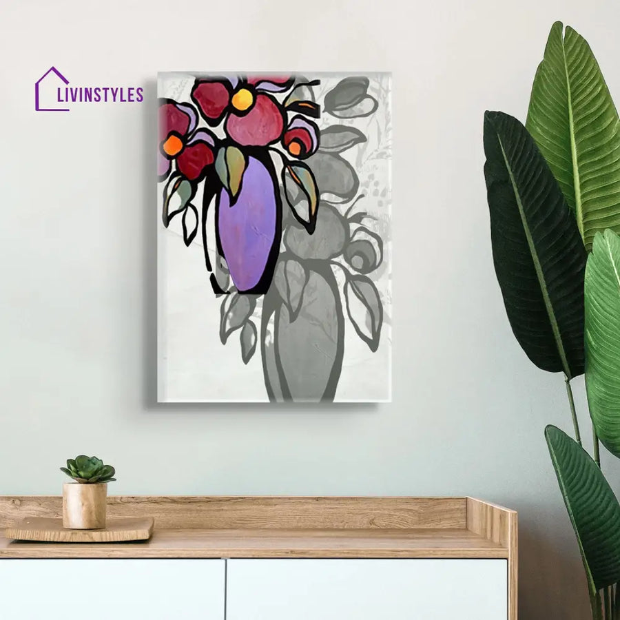 Vibrant Flower Vase Canvas Art Abstract Painting Wall