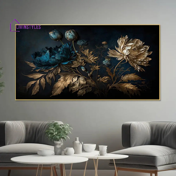 Vibrant Flowers On Dark Canvas Wall Painting