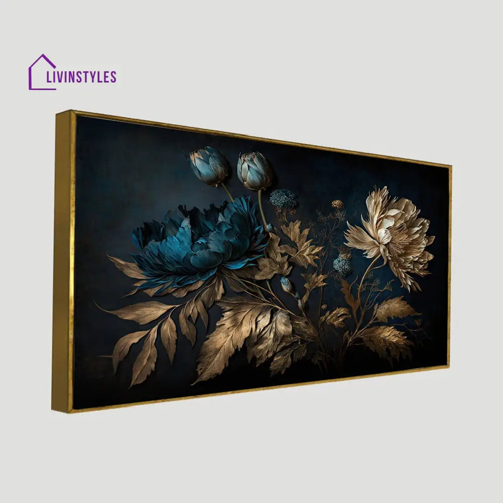 Vibrant Flowers On Dark Canvas Wall Painting