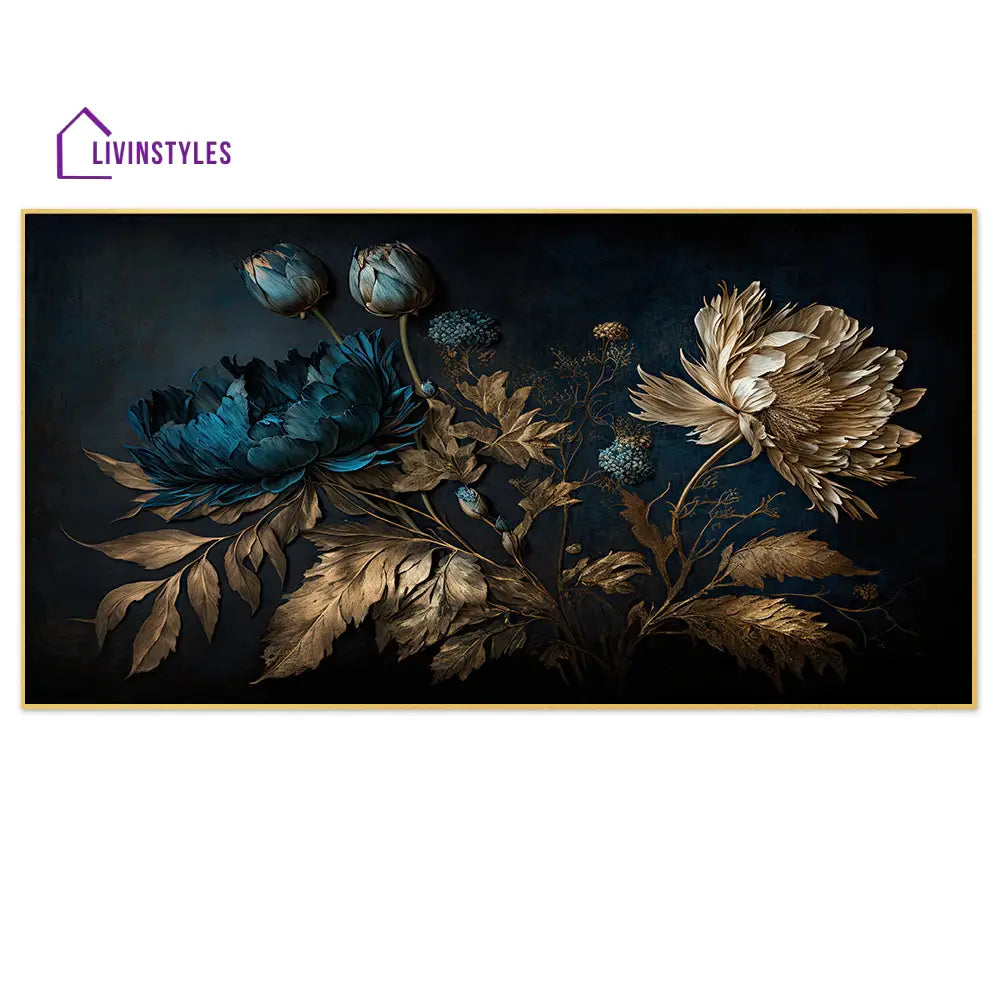 Vibrant Flowers On Dark Canvas Wall Painting