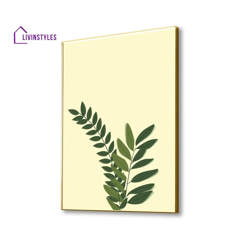 Vibrant Green Leaves Framed Print Canvas Art Wall Painting 16 X 20 Inch / Gold Floating Frame