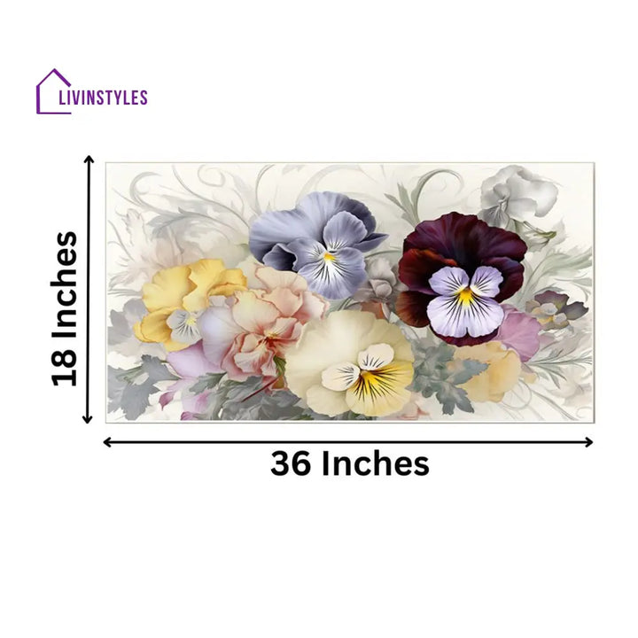 Vibrant Pansies On White Canvas Wall Painting