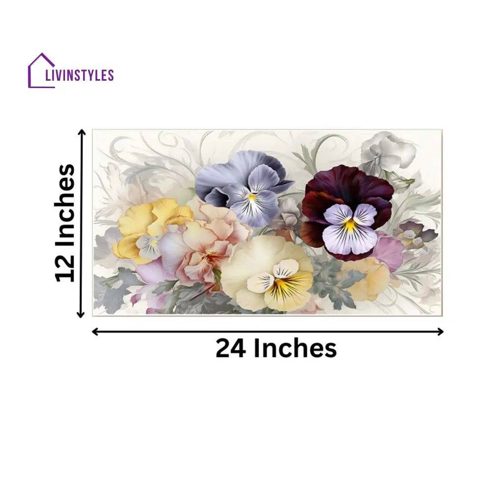 Vibrant Pansies On White Canvas Wall Painting