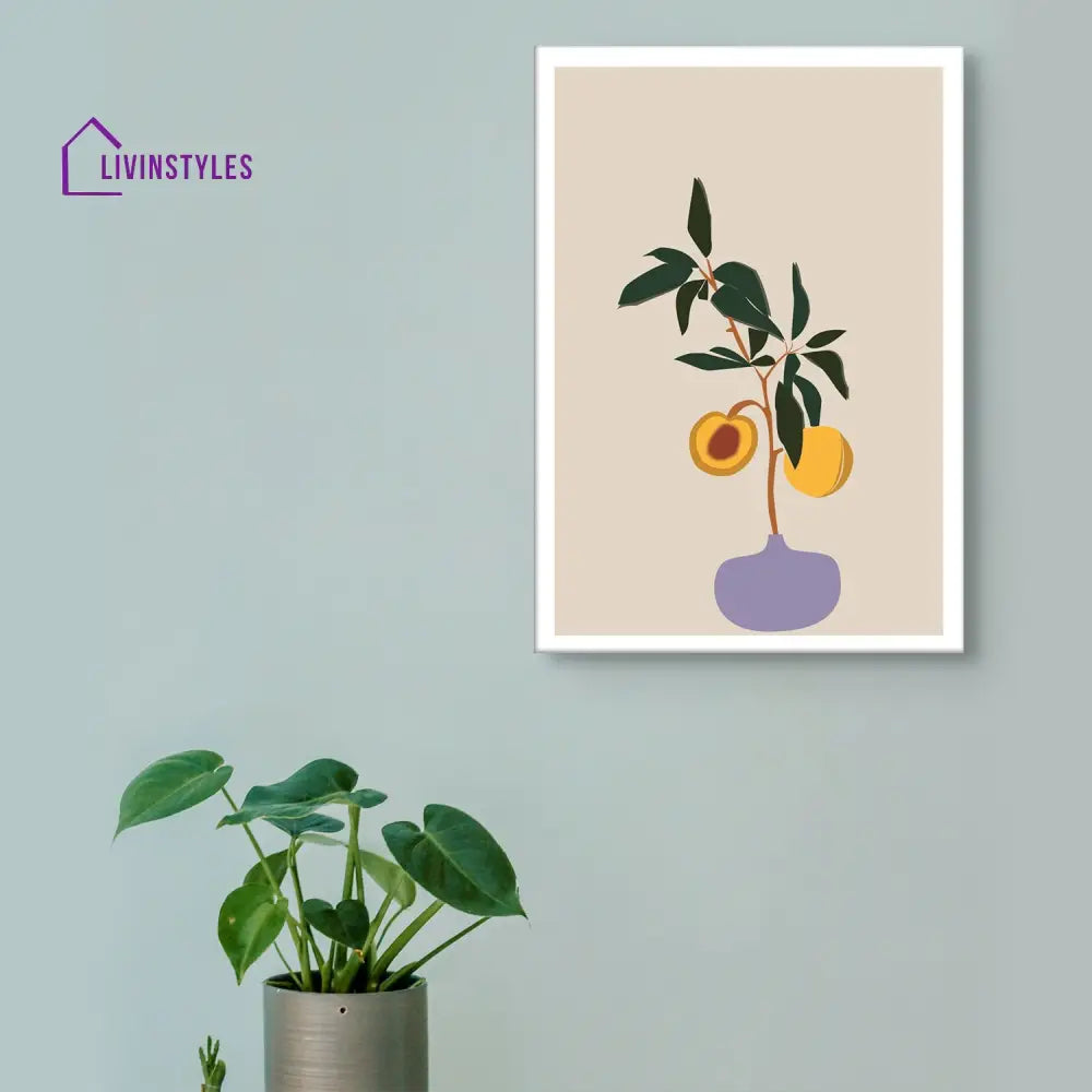 Vibrant Peach And Lush Plant Canvas Wall Painting