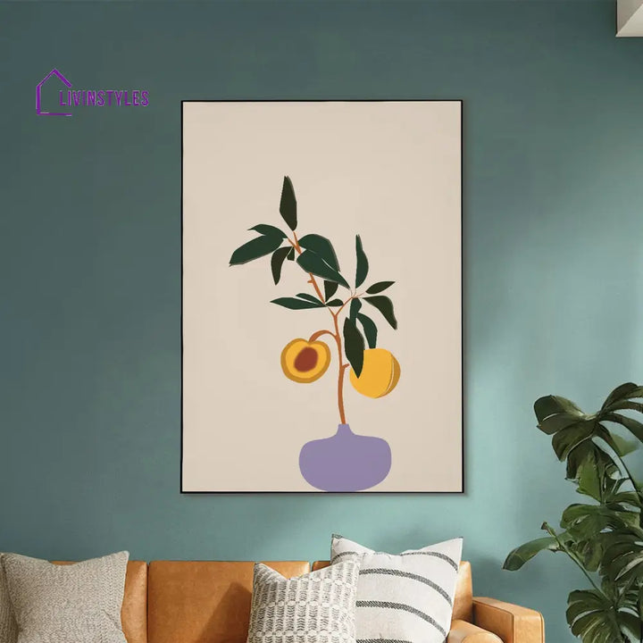 Vibrant Peach And Lush Plant Canvas Wall Painting