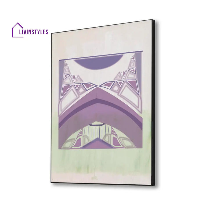 Vibrant Purple And Green Art Canvas Wall Painting 16 X 20 Inch / Black Floating Frame