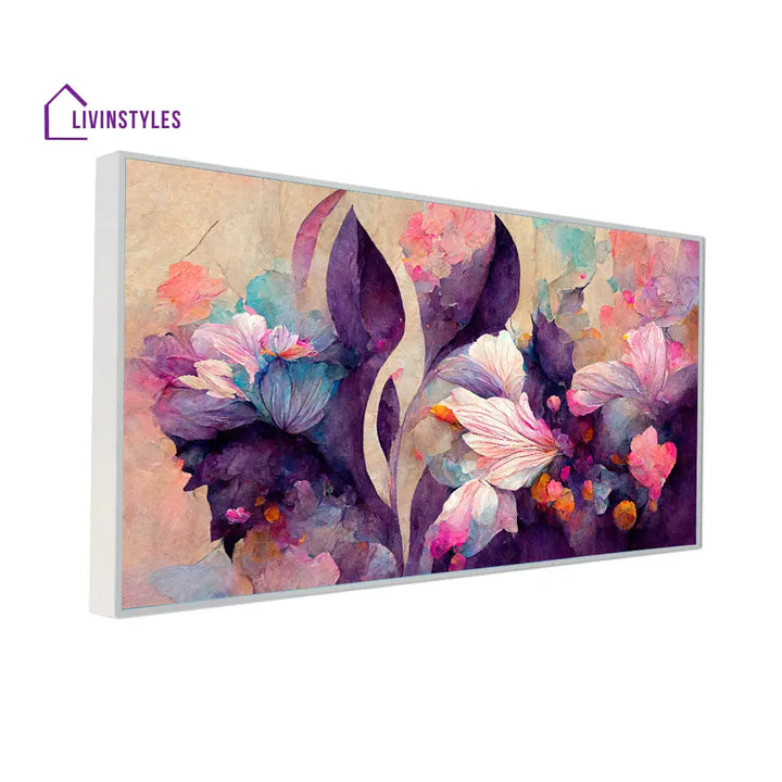 Vibrant Purple And Pink Flowers Wall Painting