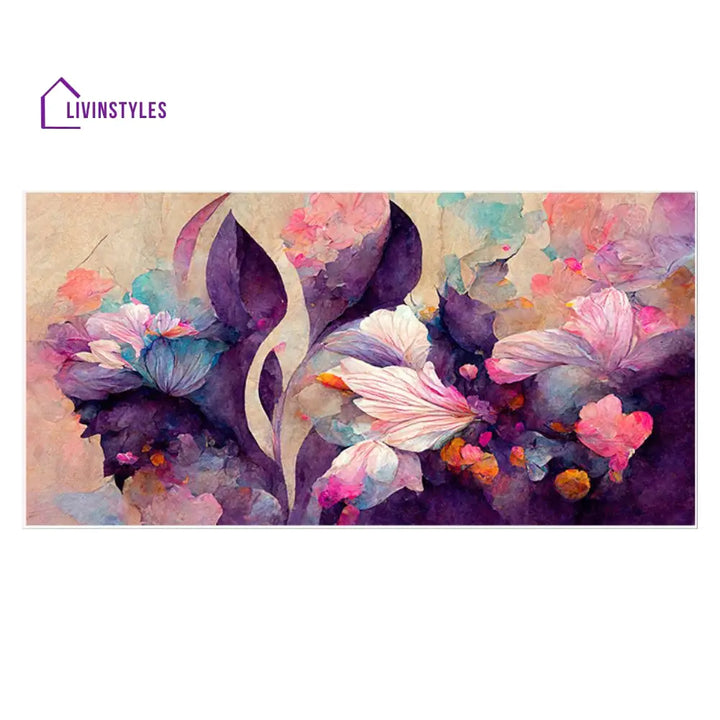 Vibrant Purple And Pink Flowers Wall Painting