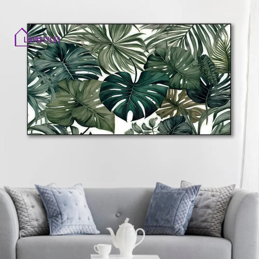 Vibrant Tropical Leaves Wall Painting